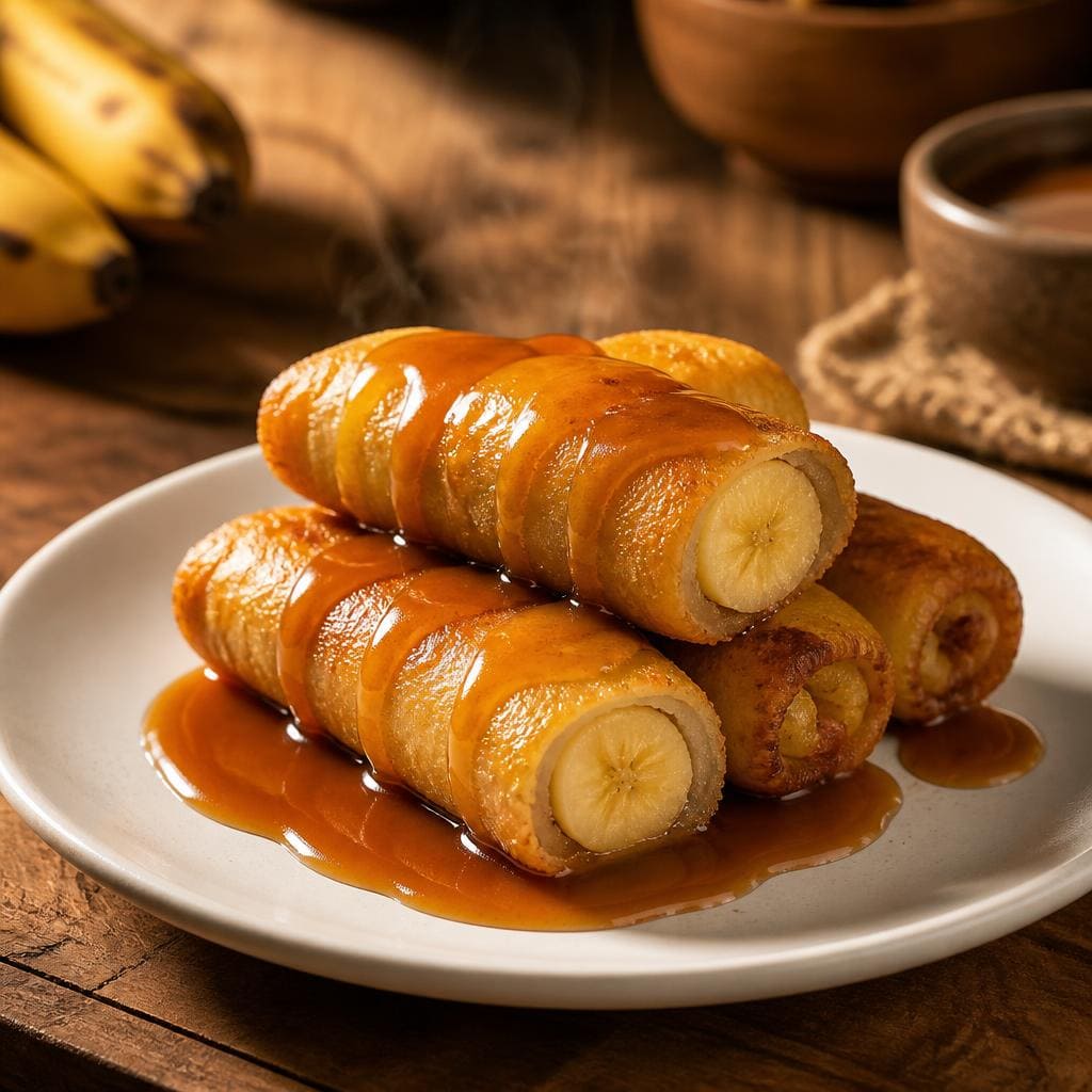 Pisang Gulung Te Sate dengan pisang lembut dan sajian manis gurih